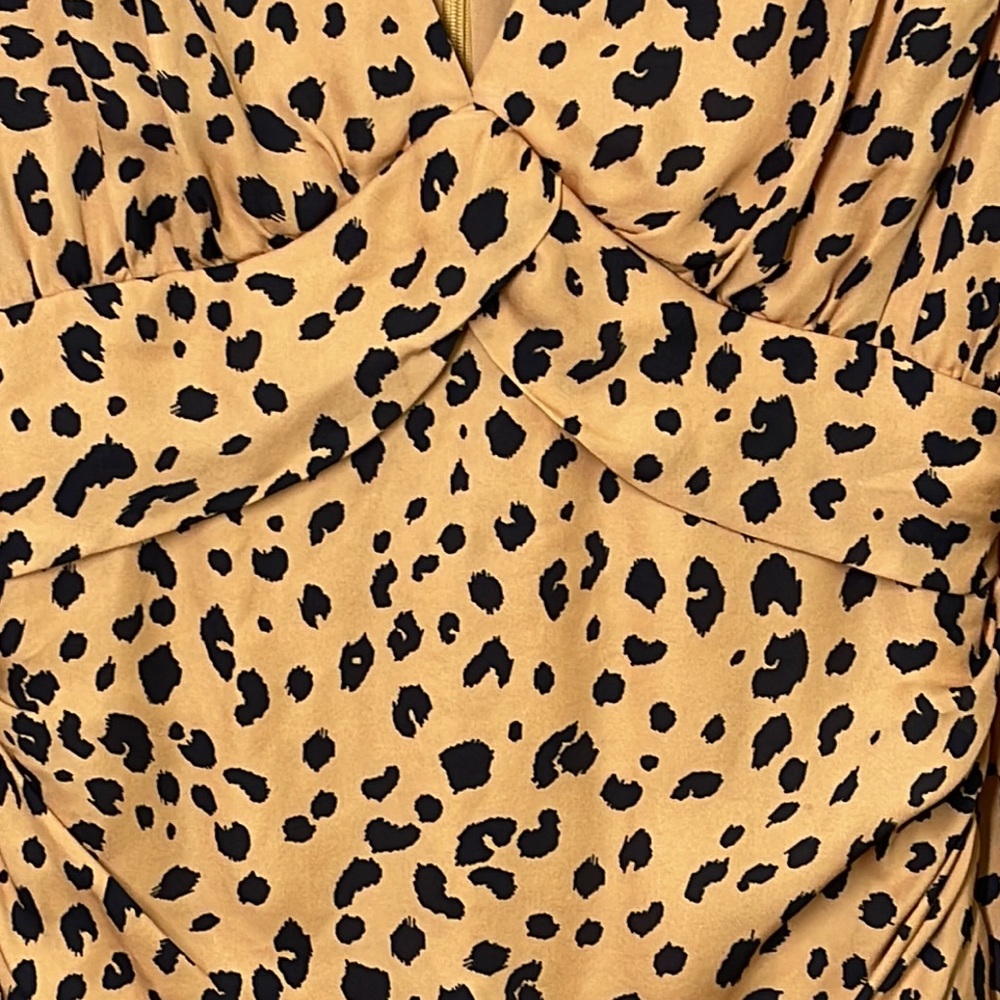 Nicholas Ruched Leopard Print Long Sleeve Silk Cr… - image 4